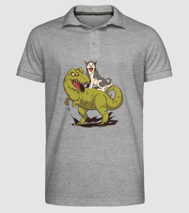 Dinozaur Husky model gri pe tricou
