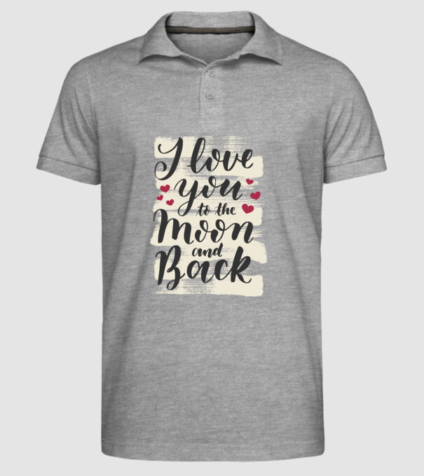 'I love you to the moon and back tricou drăguț Valentine''s Day' model gri pe tricou
