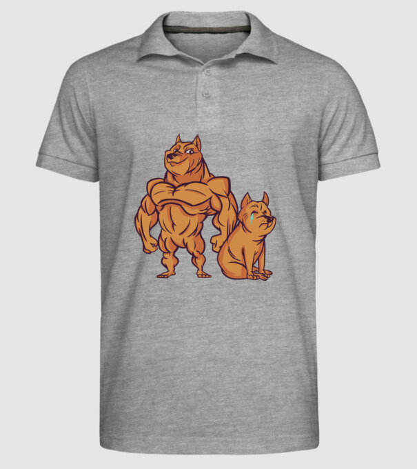 Câine musculos model gri pe tricou