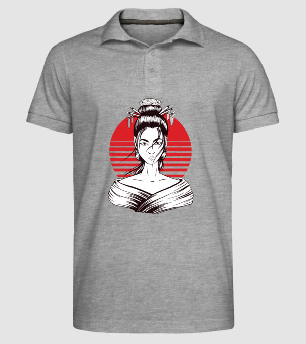 Geisha japoneză model gri pe tricou