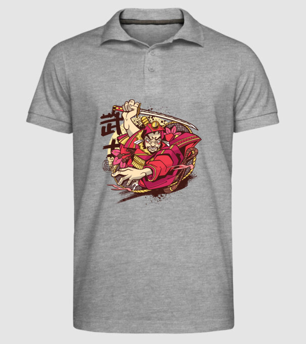Războinic japonez model gri pe tricou