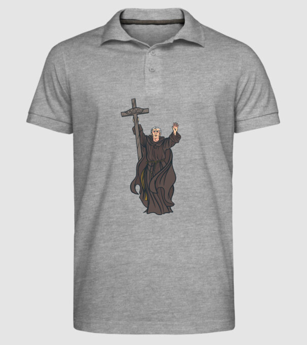 Călugăr creștin model gri pe tricou
