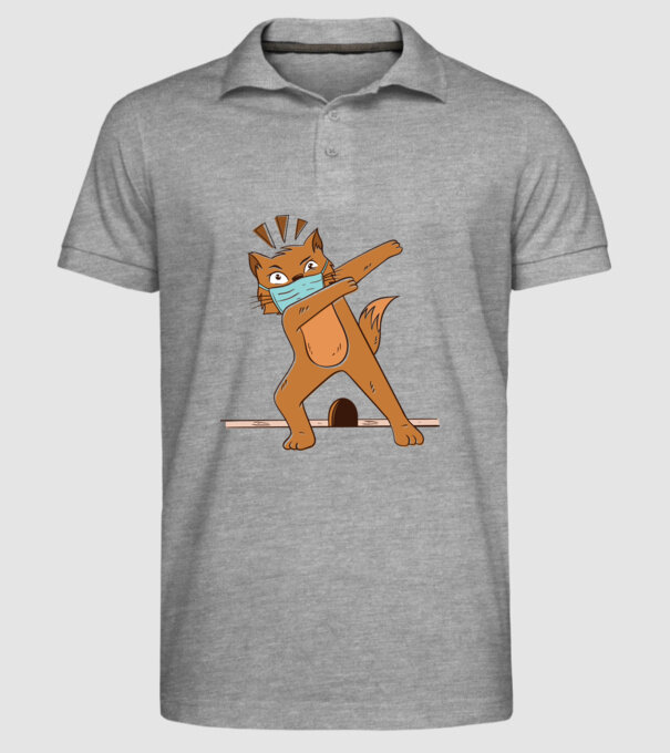 Mască Pisică Coronavirus model gri pe tricou