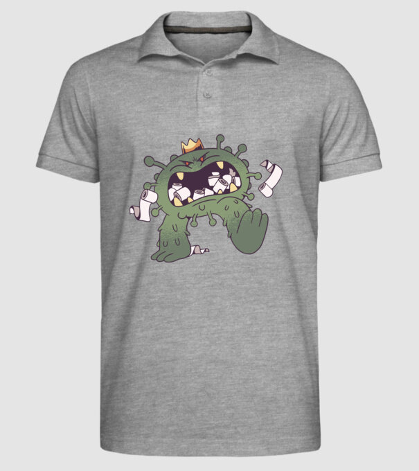 Monstru de hârtie igienică Coronavirus model gri pe tricou