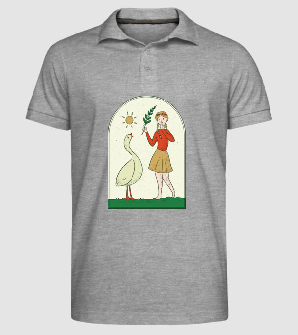 Poveste cu fata și gâsca model gri pe tricou