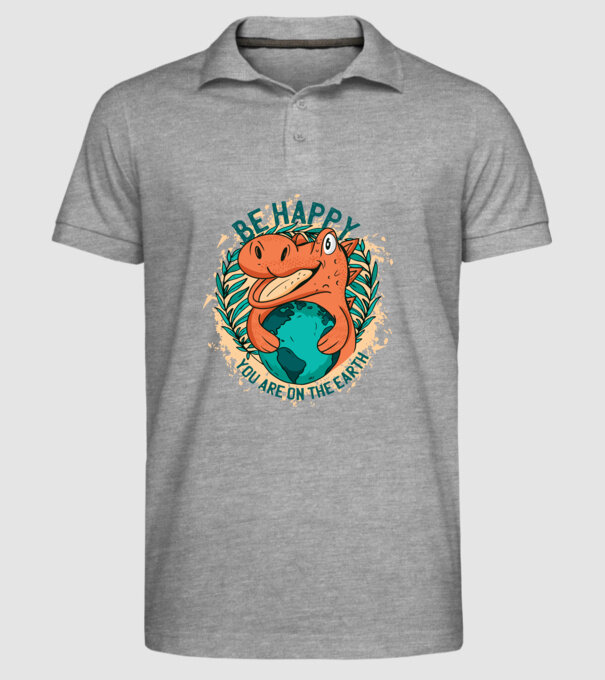 Fii fericit, ești aici pe Pământ model gri pe tricou