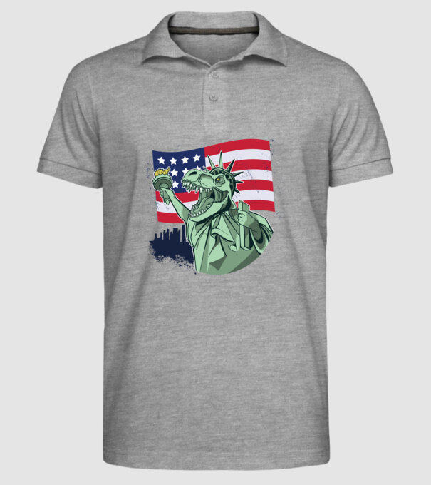 Liberty-Rex SUA Dinozaur model gri pe tricou