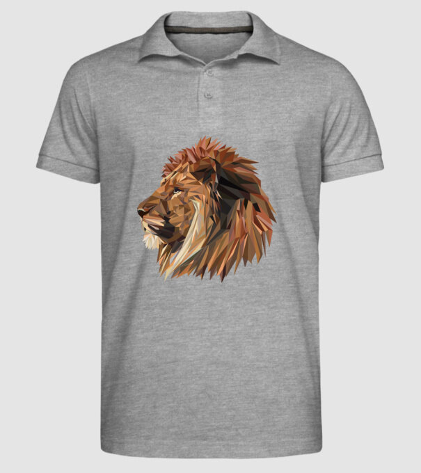 lion polygon model gri pe tricou