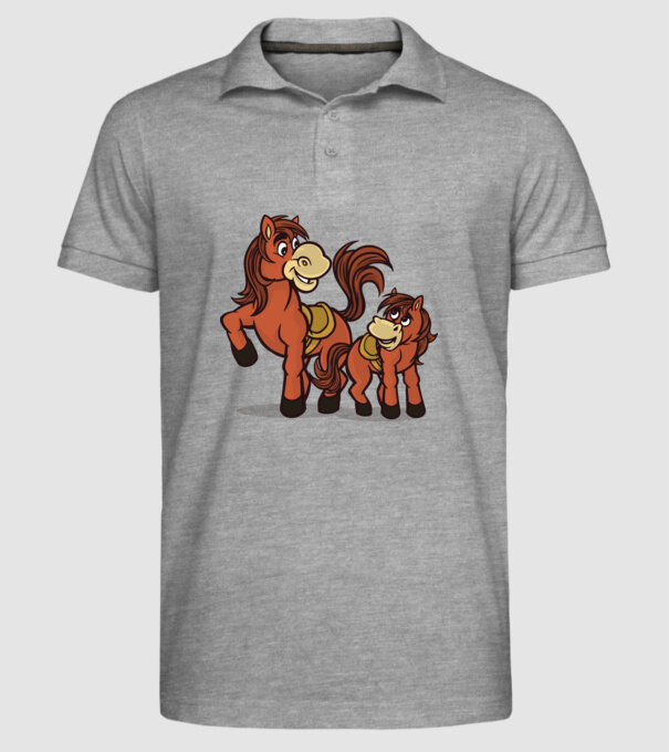 Cal cu mânz model gri pe tricou