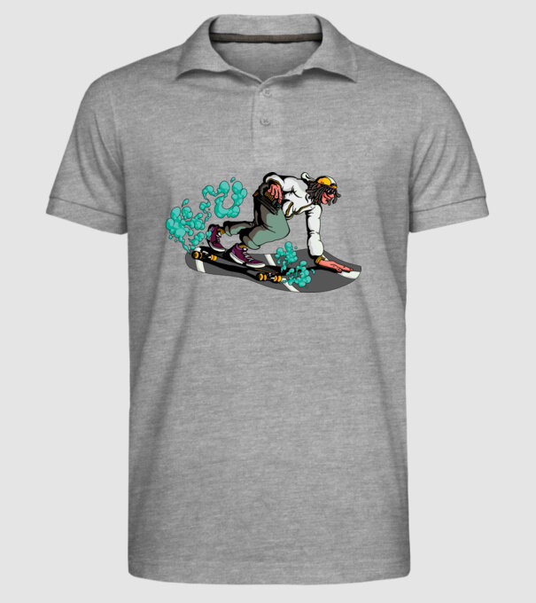 Longboard model gri pe tricou