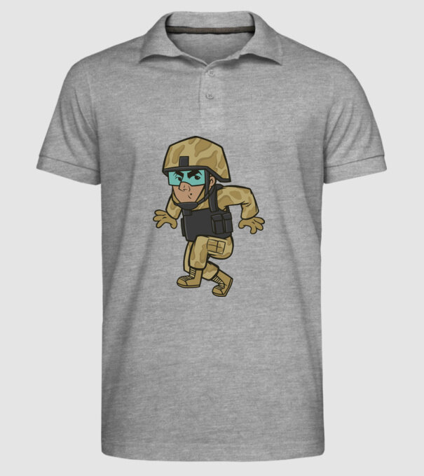 Soldat strecurându-se model gri pe tricou