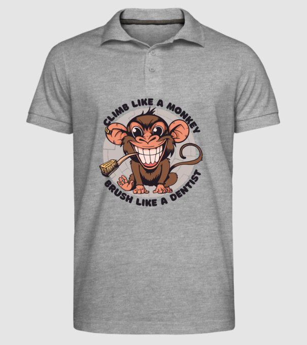 Periuță de dinți maimuță model gri pe tricou