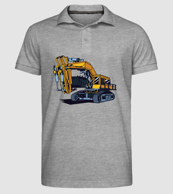 Excavator model gri pe tricou