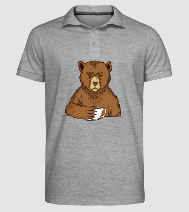 Urs cu cafea model gri pe tricou