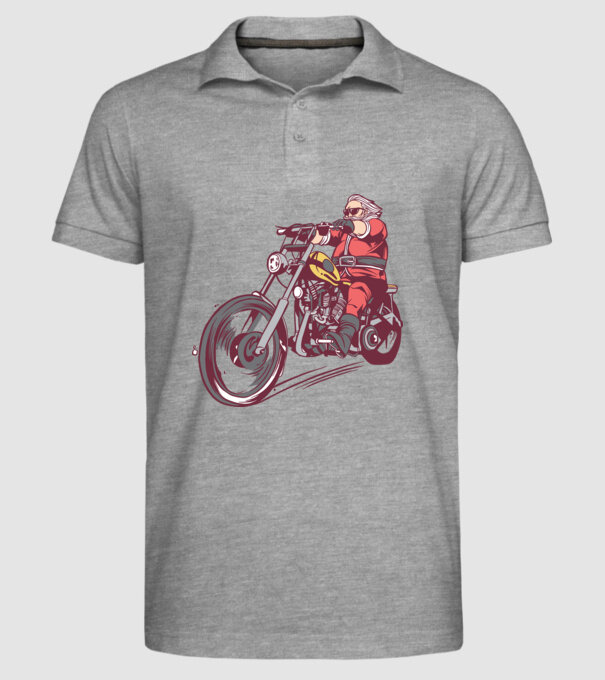 Moș Crăciun motociclist model gri pe tricou