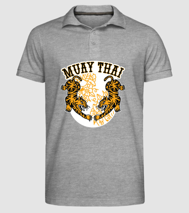 Tigri Muay Thai model gri pe tricou