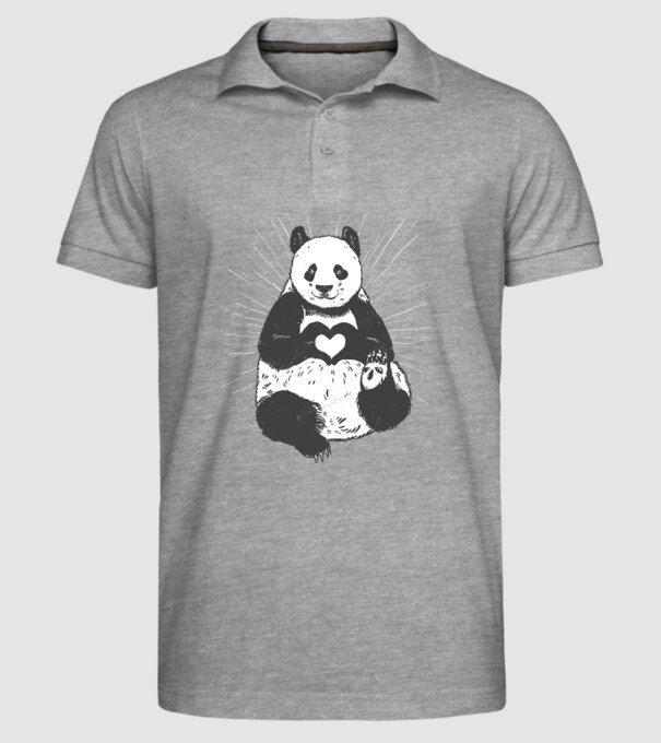 Inimă panda model gri pe tricou