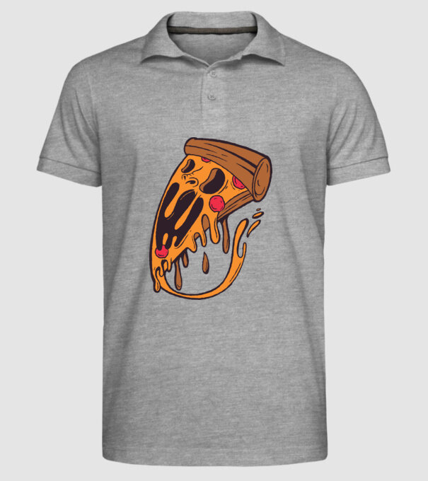 Pizza Horror model gri pe tricou