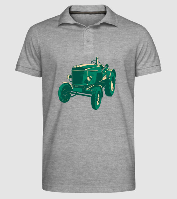 Tractor vechi model gri pe tricou