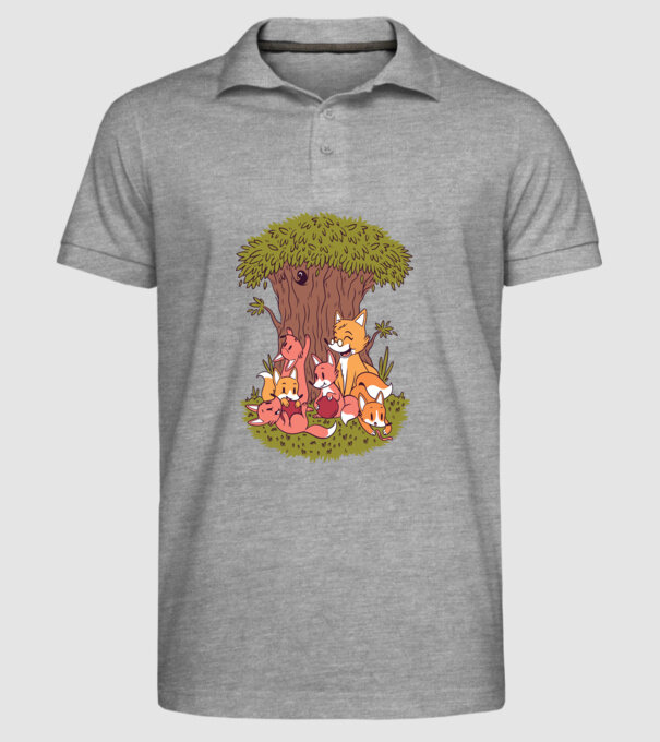 Familie Vulpe model gri pe tricou