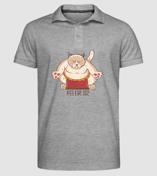 Pisică Sumo model gri pe tricou