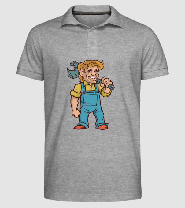 Instalator model gri pe tricou
