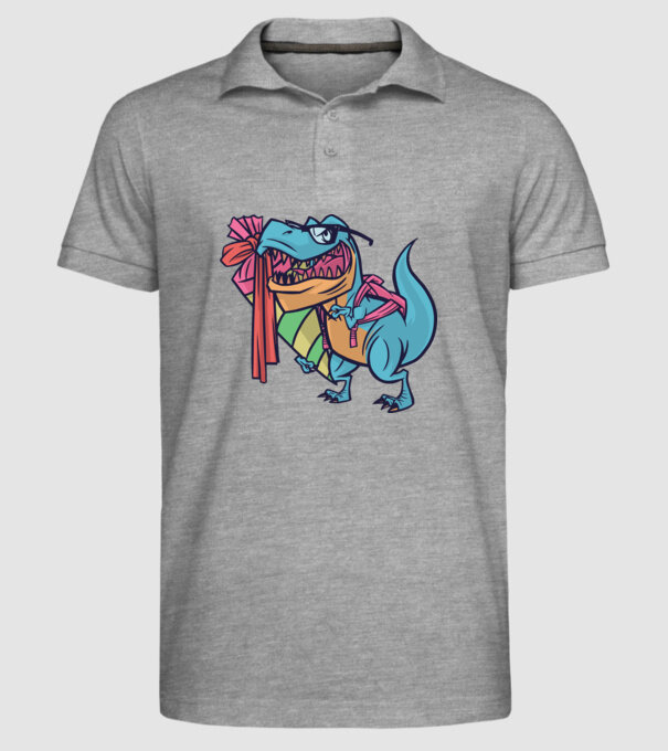 Elev T-rex model gri pe tricou