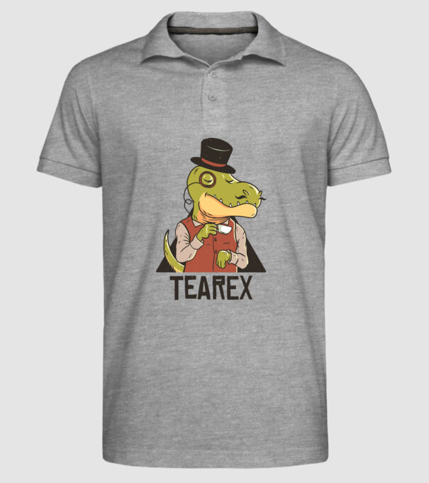 Tea Rex dinozaur cu ceai model gri pe tricou