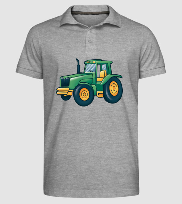 Desen Tractor model gri pe tricou