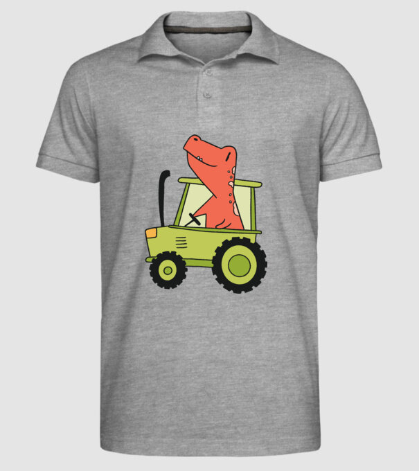 Tractor dinozaur model gri pe tricou