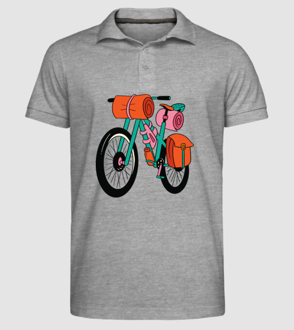 Bicicletă Drumeție model gri pe tricou