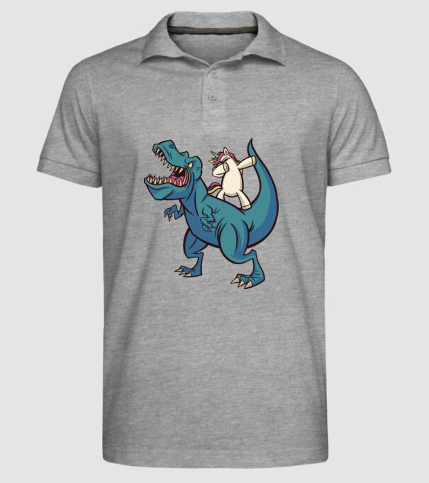 Unicorn DAB T-rex model gri pe tricou
