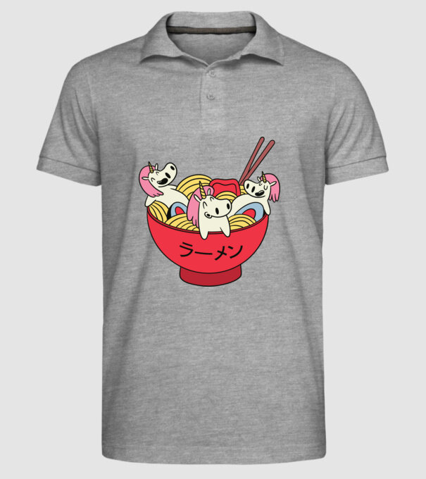 Unicorn Ramen model gri pe tricou