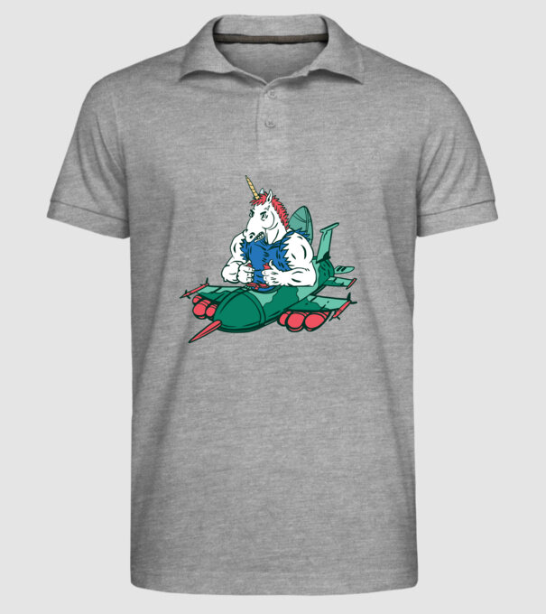 Unicorn Avion de vânătoare model gri pe tricou