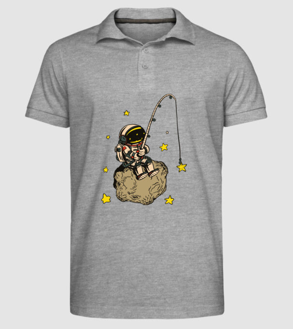 Pescar Astronaut model gri pe tricou