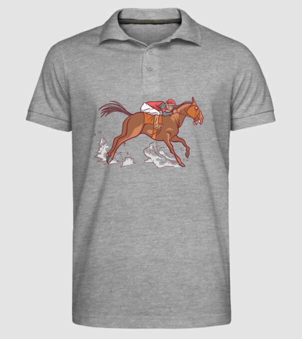 Cal de cursă Călăreț model gri pe tricou