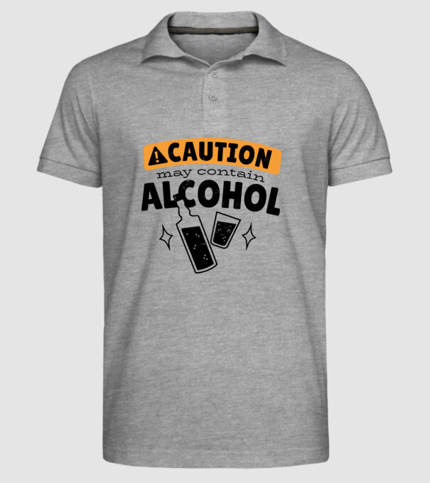 Atenție, poate conține alcool model gri pe tricou
