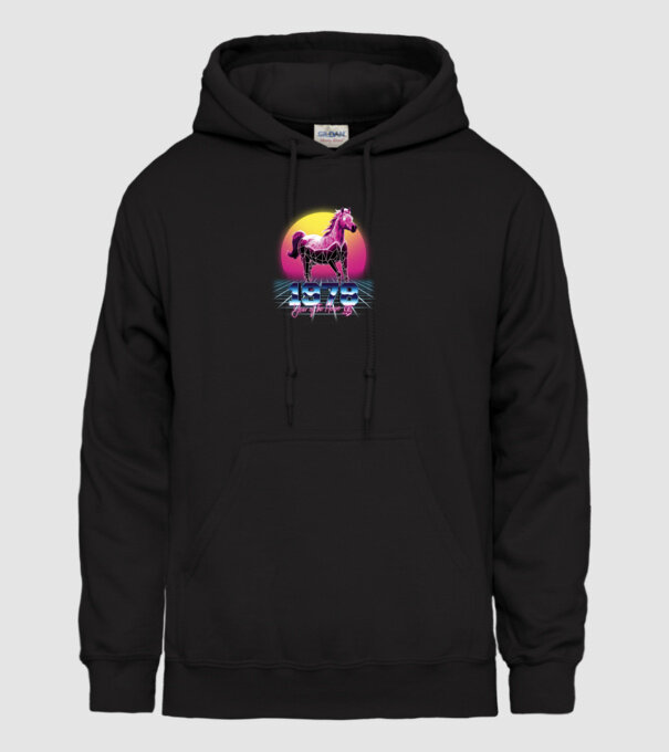 1978 Year of the Horse model negru pe tricou