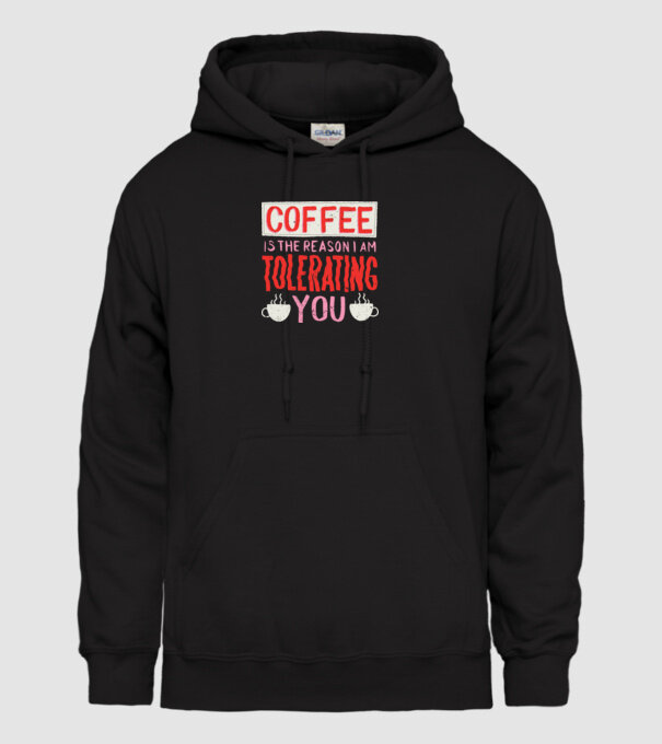 Cafeaua este motivul pentru care încă te mai suport model negru pe tricou
