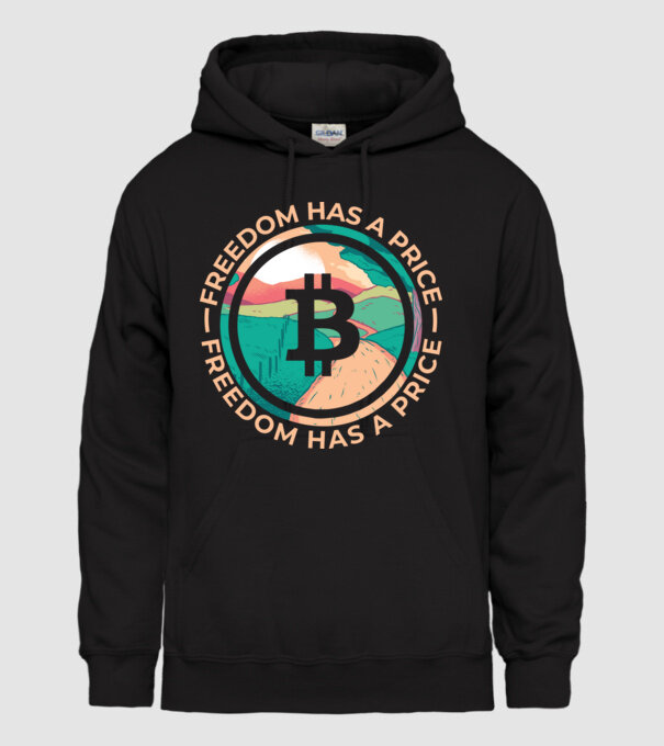 Libertatea are preț Bitcoin model negru pe tricou