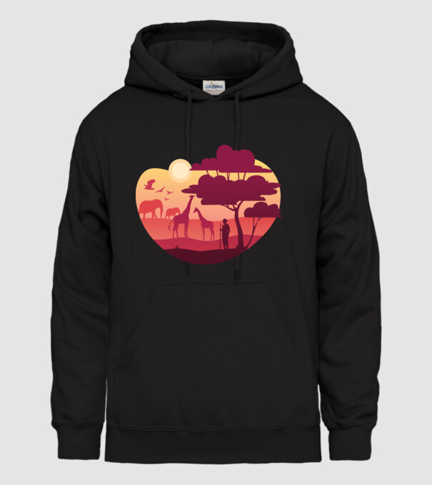 Peisaj african model negru pe tricou