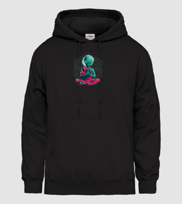 Meditație Alien model negru pe tricou