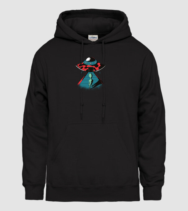 Alien Ufo model negru pe tricou