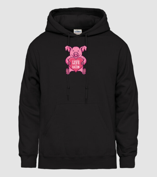 All you need is love and bacon model negru pe tricou