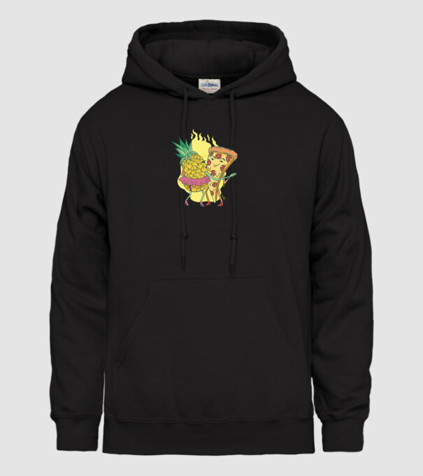 Pizza cu ananas Dragoste model negru pe tricou