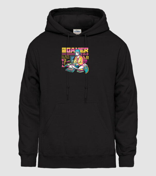 Anime fată Gamer model negru pe tricou