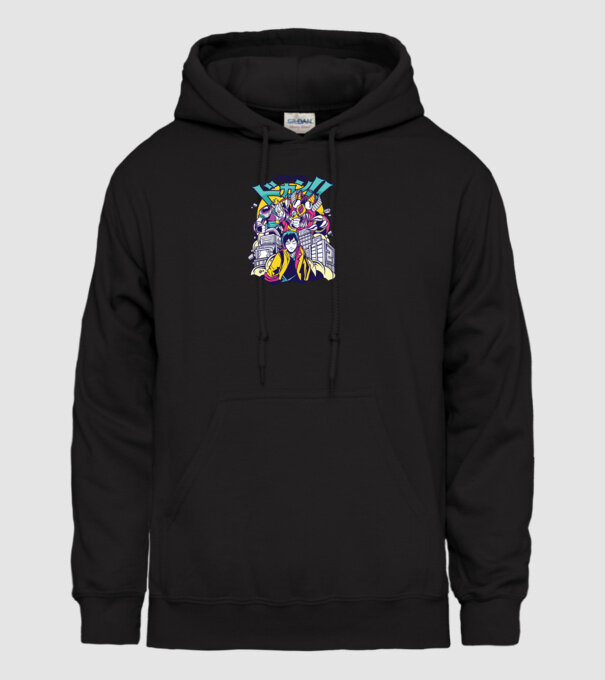 Anime Godzilla model negru pe tricou