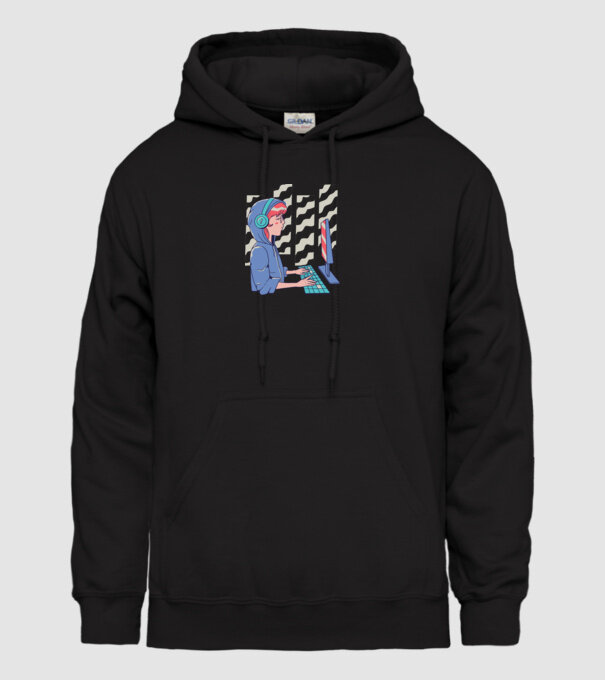 Anime Programator fată model negru pe tricou