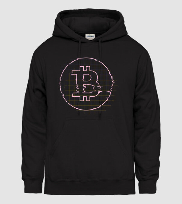 Bitcoin Glitch model negru pe tricou
