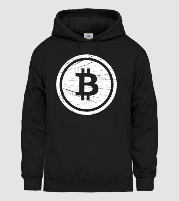 Bitcoin logo model negru pe tricou